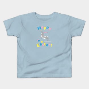 Hoppy Easter! Happy Easter Bunny with Decorated Eggs Kids T-Shirt